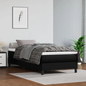 3144237 vidaXL Cama com molas/colchão 90x200 cm couro artificial preto
