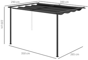Pérgola de Parede de Jardim 3,9x2,9 m Pérgola com Teto Retrátil Tecido