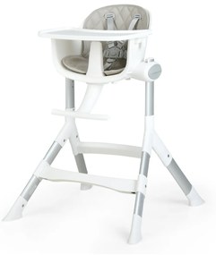 Cadeira Refeição bebés alta conversível 4 em 1 com altura ajustável em 5 posições Bandeja removível e lavável Almofada removível 62 x 72 x 87 cm Cinza