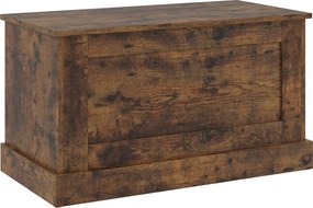 HOMCOM Baú de armazenamento, baú para brinquedos, com dobradiça de segurança, para sala, em madeira, 80 x 40 x 45 cm, castanho rústico | Aosom Portugal