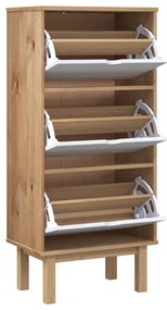 Sapateira OTTA c/ 3 gavetas pinho maciço castanho/branco