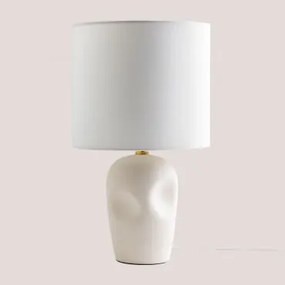 Lâmpada De Mesa Em Cerâmica Akayr Branco - Sklum