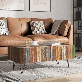 vidaXL Mesa de centro 100x50x38 cm madeira reciclada maciça