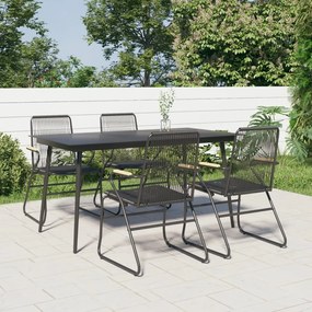vidaXL Conjunto de jantar para jardim 5 pcs vime PVC preto