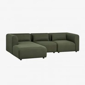 Sofá Modular Chaise Longue Esquerdo De 3 Peças Fogler Tecido Pele De Borrego Verde Sálvia - Sklum