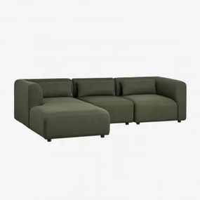 Sofá Modular Fogler De 3 Peças Com Chaise Longue Esquerda Chenille Verde Sálvia - Sklum