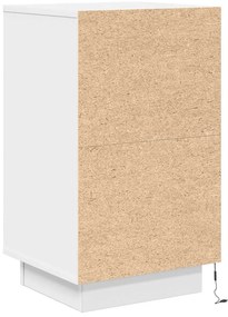 Mesa de cabeceira com luzes LED 38x34x65 cm branco