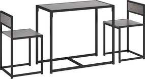 HOMCOM Conjunto de mesa alta 3 peças, 2 cadeiras, 1 mesa, 90 cm x 47 cm x 76 cm, Cinza | Aosom Portugal