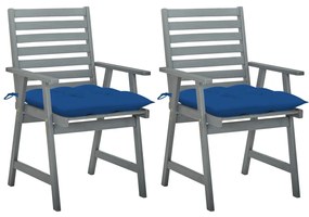 Cadeiras de jantar exterior c/ almofadões 2 pcs acácia maciça