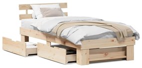 Estrutura da Cama Castanho 90 x 190 cm Madeira de Pinheiro