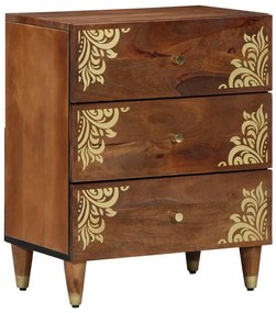 vidaXL mesa de cabeceira Castanho mel com padrões decorativos dourados