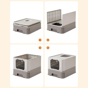 Caixa de areia para gatos com tampa Cinzento quente cor de aveia