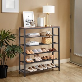 Sapateira com 5 prateleiras de grelha 30 x 100 x 110 cm Castanho-preto