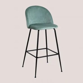 Pacote De 4 Bancos Altos Em Veludo Kana Design Preto & Verde Abeto & ↑75 Cm - Sklum