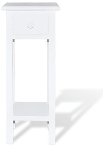 Mesa lateral com gaveta branco
