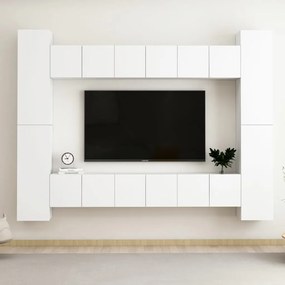 10 pcs conjunto de móveis de TV derivados de madeira branco