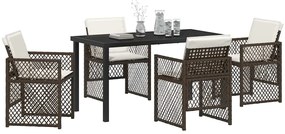 Conjunto de Jantar de Jardim vidaXL de 5 Peças com Almofadas Vime Sint