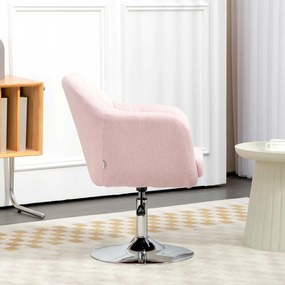 Poltrona de sala com almofadas lombares, altura ajustável, giratória a 360°, com base em metal rosa