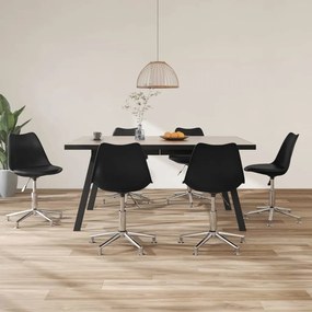 vidaXL Cadeiras de jantar giratórias 6 pcs couro artificial preto