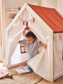 Tenda em forma de casa, em madeira FSC® e tecido cru