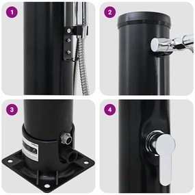 Chuveiro Solar Portátil com Cabeça de Chuveiro de Mão de 217 cm, 20 L