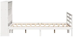 Cama com estante sem colchão 120x200 cm pinho maciço branco
