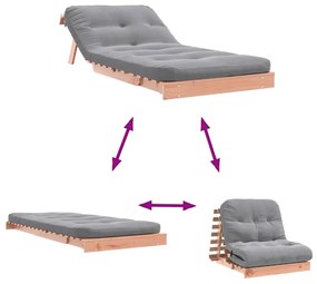 Sofá-cama futon com colchão 80x206x11 cm madeira douglas maciça