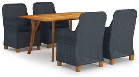 vidaXL 5 pcs conjunto de jantar para jardim cinzento-escuro