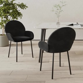 Cadeiras de jantar 2 pcs veludo preto