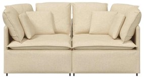 Sofá modular com almofadas tecido creme