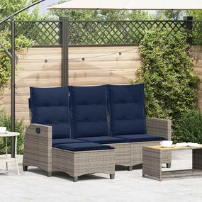 vidaXL Sofá de jardim reclinável em forma de L com almofadões vime PE