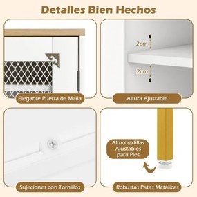 Sapateira com 5 níveis e portas de malha 70 x 35 x 93 cm Organizador moderno para sapatos em madeira com prateleiras ajustáveis e pés brancos