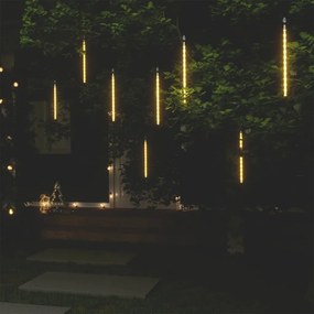 vidaXL Luzes meteoro 8 pcs 30 cm 192 luzes LED int./ext. branco quente