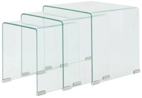 Conjunto mesas de encastrar 3 pcs vidro temperado transparente