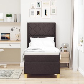 Cama Box com Colchão vidaXL Marrom Escuro 80x200 cm Tecido
