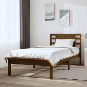 vidaXL Estrutura de cama 100x200 cm pinho maciço castanho mel