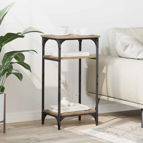 vidaXL Mesa Lateral com prateleira Carvalho Artesanal 40 x 30 x 75 cm