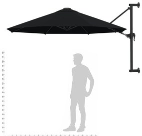 Guarda-sol de montar na parede com mastro metálico 300 cm preto