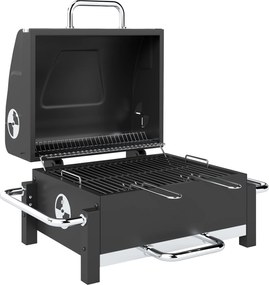 Outsunny Grelhador a carvão em aço portátil Defumador BBQ com tampa ventilação ajustável bandeja de carvão em dois níveis termómetro | Aosom Portugal