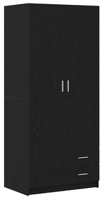 Guarda-roupa vidaXL Preto Carvalho 80x52x180 cm Madeira de engenharia