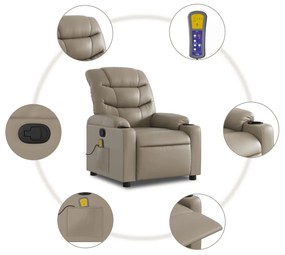 Poltrona de massagens reclinável couro artificial cappuccino