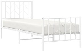 Estrutura de cama com cabeceira e pés 80x200 cm metal branco