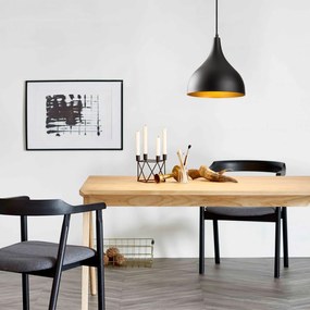 Candeeiro de Teto Saglam – Preto e Dourado – 26 cm x 126 cm