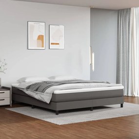 vidaXL Estrutura de cama com molas 180x200 cm couro artificial cinzento