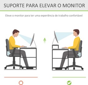 Suporte para Monitor de Bambu Organizador de Escritório para Monitor Portátil 48x25,5x11,5 cm Madeira