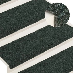 vidaXL Tapetes de escada 15 pcs 65x21x4 cm tecido agulhado castanho