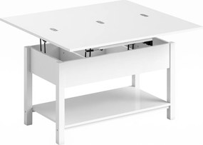 HOMCOM Mesa de centro elevatória e extensível mesa de sala com compartimento oculto prateleira aberta 100x45x50,5cm branco | Aosom Portugal
