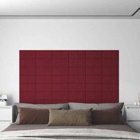 Painel de parede 12 pcs 30x15 cm veludo 0,54 m² vermelho tinto