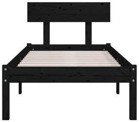 Estrutura de cama solteiro 90x190 cm pinho maciço preto