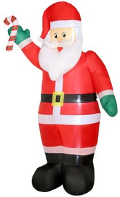 Pai Natal Insuflável 240 cm com Bastão Luzes LED e Inflador Elétrico Decoração Natalícia para Exteriores e Interiores Multicor